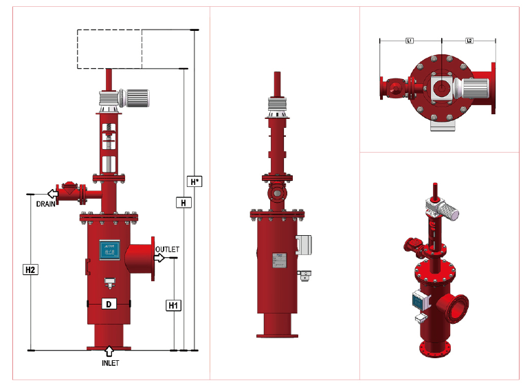 立式自動排污過濾器原理設(shè)備解剖和尺寸